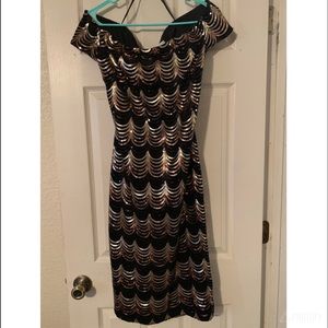 Off the shoulder dress, black & gold sequin dress!